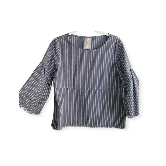 Anthropologie Dolan Bell Sleeve Striped Cotton Blouse Size S - Picture 3 of 10